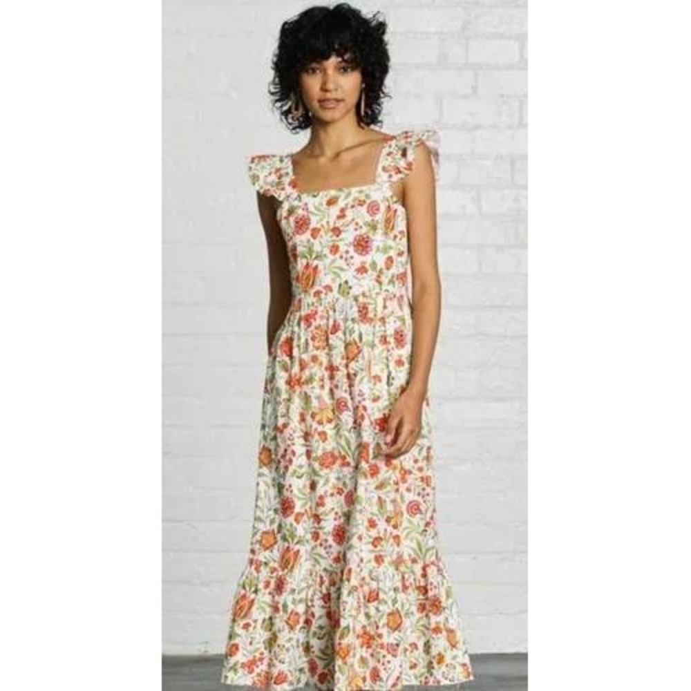 Anthropologie dRA Sleeveless Floral Tiered Midi Summer Dress Beach Resort Garden
